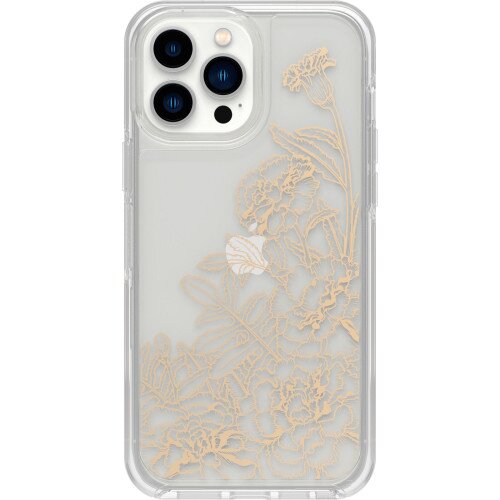 OtterBox iPhone 13 Pro Max Case Symmetry Series Clear Antimicrobial - Marigold (Clear / Gold Graphic)