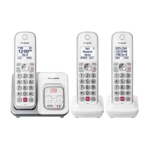 Panasonic Expandable Cordless Phone System with Digital Answering System - White - 3 Handset