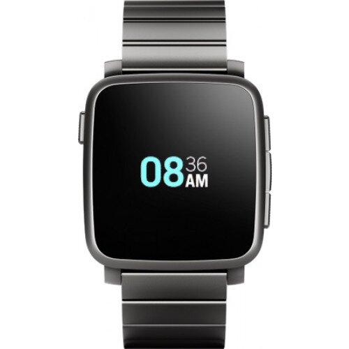 Pebble Time Steel Smartwatch - Black with Stainless Steel Band