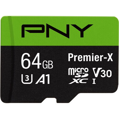 PNY Premier-X Class 10 U3 V30 microSD Flash Memory Card - 64GB