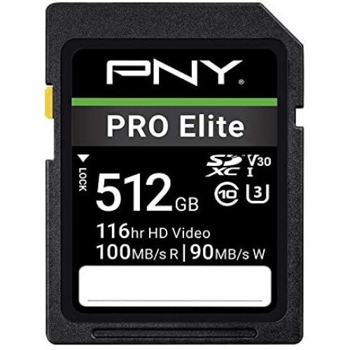 PNY PRO Elite Class 10 U3 V30 SD Flash Memory Card - 512GB