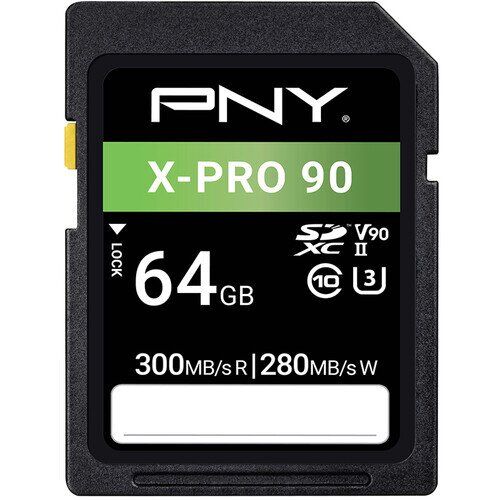 PNY X-PRO 90 Class 10 U3 V90 UHS-II SD Flash Memory Card - 64GB