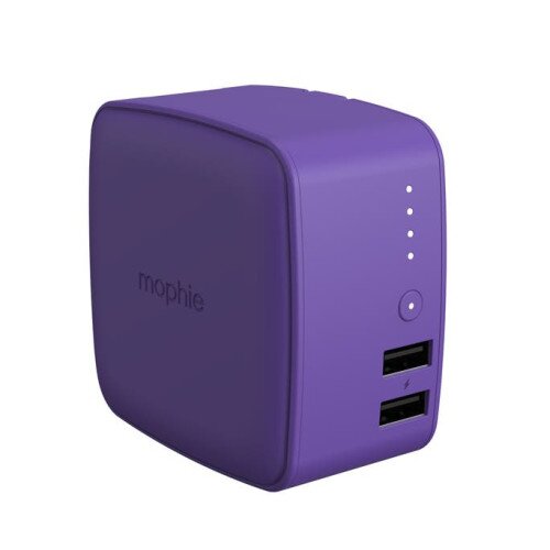 mophie Powerstation Cube 10,000 Portable Battery with Built-in Wall Plug - Purple