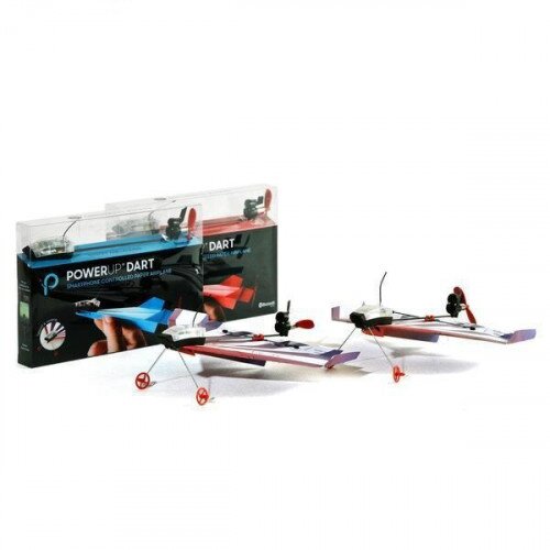 PowerUp Dart - App Controlled Paper Airplane That Can Takeoff and Land from The Ground - Dogfight - 2X Airplane Kits, 2X Desk Stands