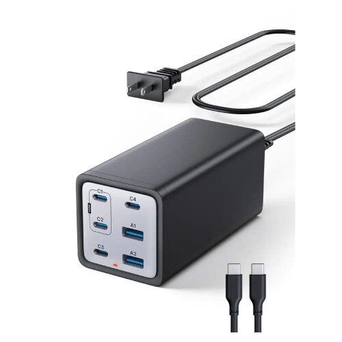 RAVPower 200W USB C Desktop Charger, 6 Ports GaN Power Adapter & Fast Charging Station