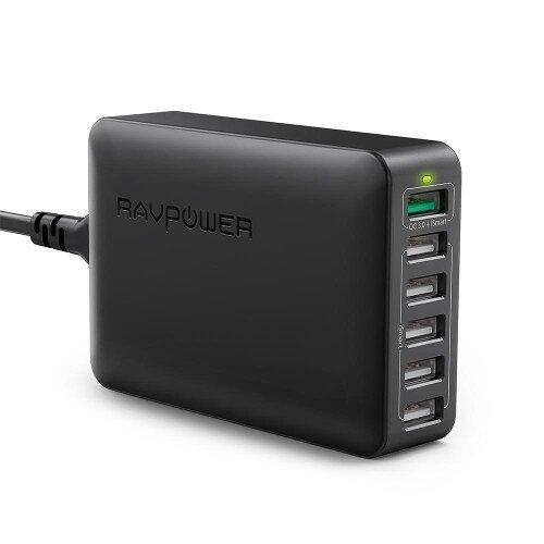 RAVPower Turbo 60W 6-Port Desktop Charger - Black