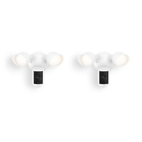 Ring Floodlight Cam (2nd Gen) Wired Motion Activated Security Camera - White - 2-Pack