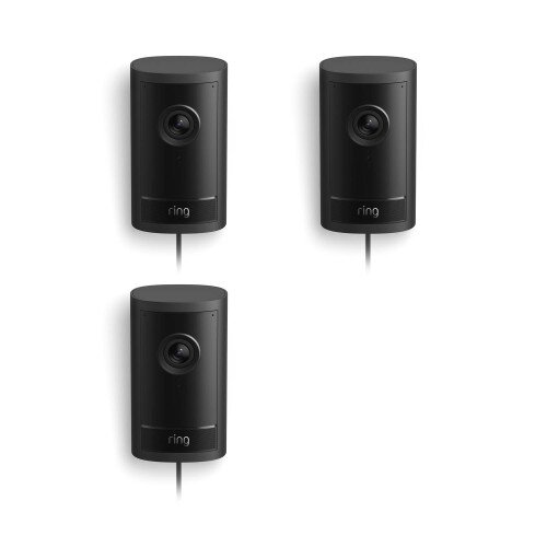 Ring Outdoor Cam Pro Plug In Retinal 4K Security Camera - 3-Pack - Black