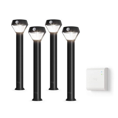 Ring Smart Lighting Solar Pathlight + Bridge - 4-Pack