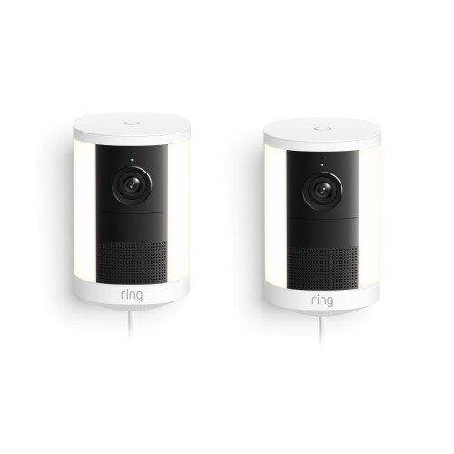 Ring Spotlight Cam (2nd Gen) Plug-In Outdoor Security Camera - White - 2-Pack