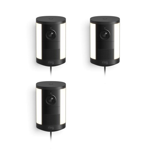 Ring Spotlight Cam (2nd Gen) Plug-In Outdoor Security Camera - Black - 3-Pack