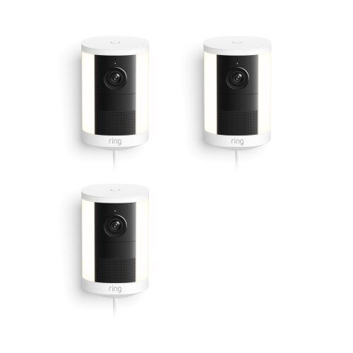 Ring Spotlight Cam (2nd Gen) Plug-In Outdoor Security Camera - White - 3-Pack
