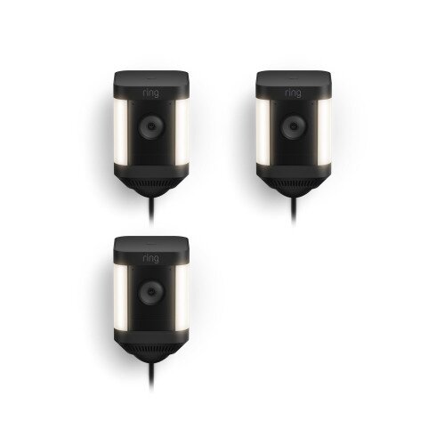 Ring Spotlight Cam Plus Plug-In Outdoor Security Camera - Black - 3-Pack