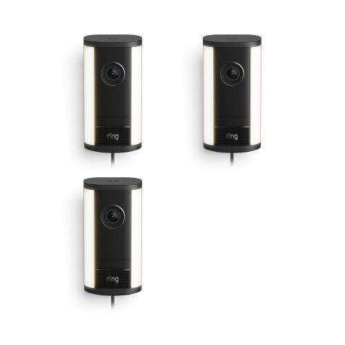 Ring Spotlight Cam Pro (2nd Gen) Plug-In Outdoor Security Camera - 3-Pack - Black