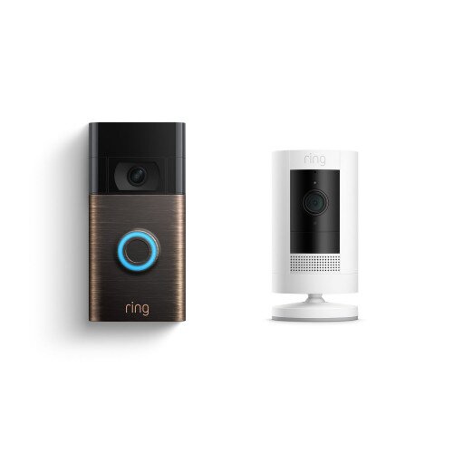 Ring Video Doorbell + Stick Up Cam Battery - Bronze + White
