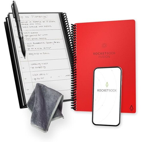 Rocketbook Fusion Smart Reusable Notebook - Atomic Red - Executive