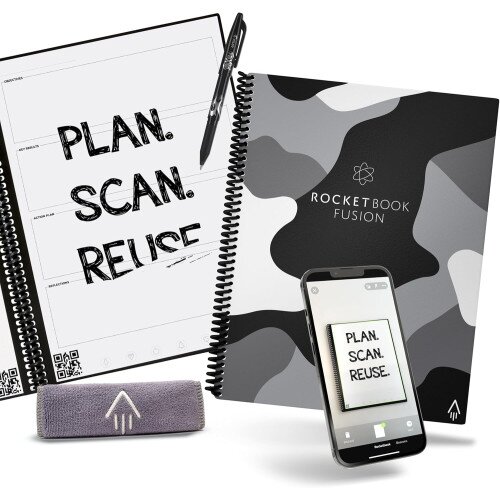 Rocketbook Fusion Smart Reusable Notebook - Lunar Winter - Letter