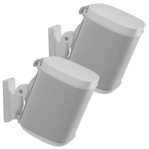 SANUS Wireless Speaker Swivel and Tilt Wall Mounts designed for Sonos ONE, Sonos One SL, Play:1, and Play:3 - White