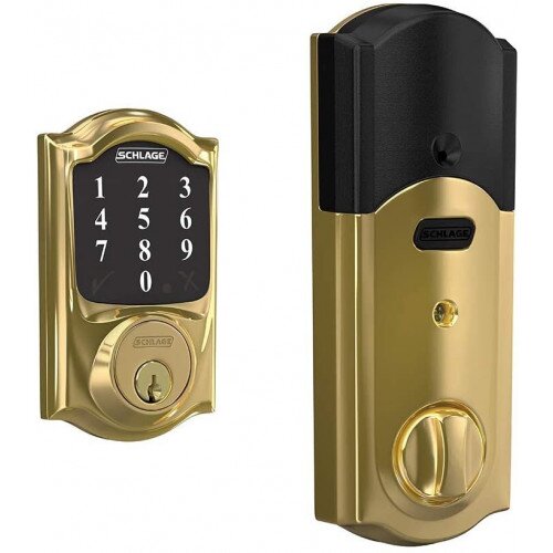 Schlage Connect Smart Deadbolt with Camelot Trim - Bright Brass