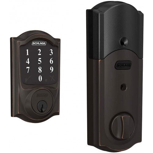 Schlage Connect Smart Deadbolt with Camelot Trim, Zigbee certified - Aged Bronze