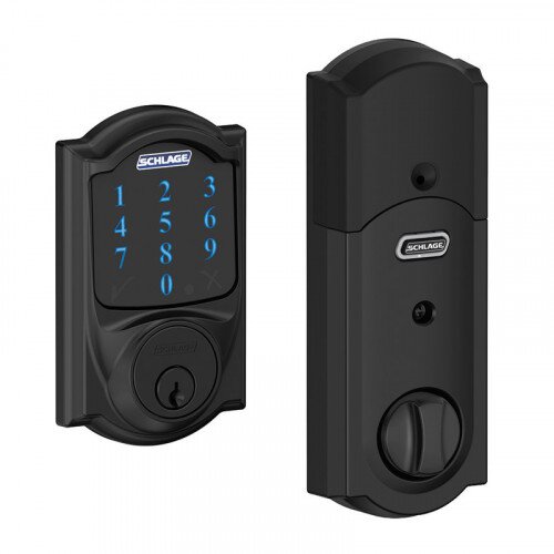 Schlage Connect Touchscreen Deadbolt with Alarm with Camelot Trim - Matte Black