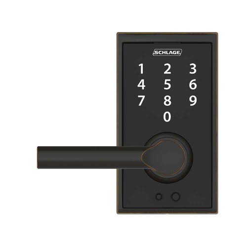 Schlage Touch Keyless Touchscreen Lever with Century Trim and Broadway Lever - Aged Bronze