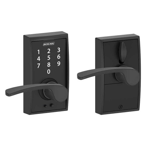 Schlage Touch Keyless Touchscreen Lever with Century Trim and Merano Lever - Matte Black