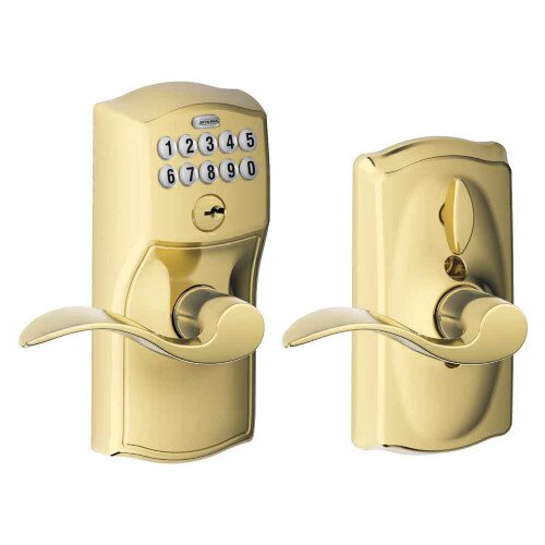 Schlage Keypad Lever with Camelot Trim and Accent Lever with Flex Lock
