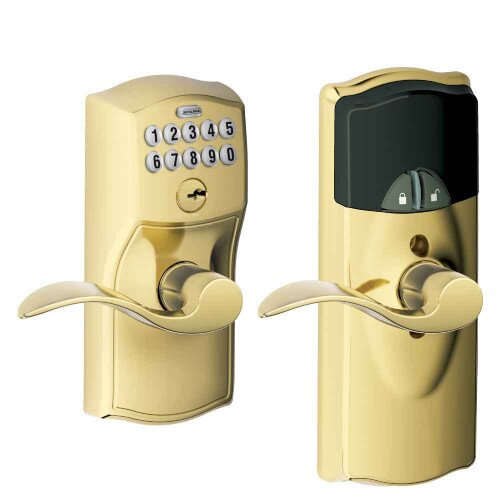 Schlage Connected Keypad Lever with Camelot Trim and Accent Lever