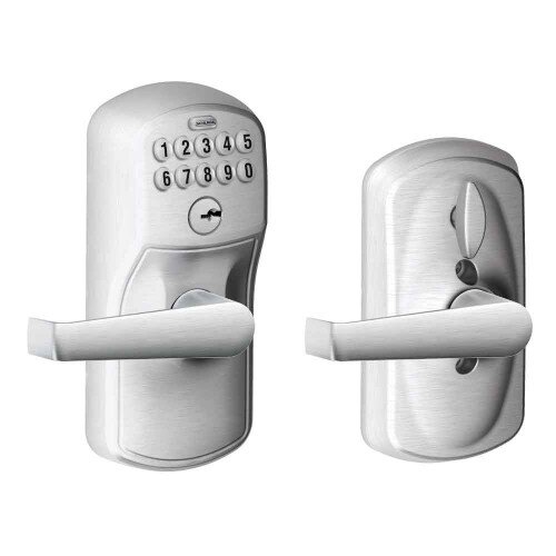 Schlage Keypad Lever with Plymouth Trim and Elan Lever with Flex Lock