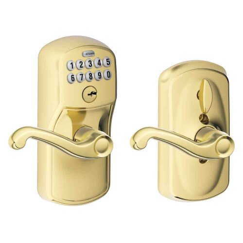 Schlage Keypad Lever with Plymouth Trim and Flair Lever with Flex Lock