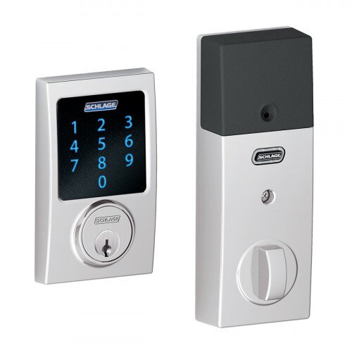 Schlage Connect Touchscreen Deadbolt with Alarm with Century Trim - Bright Chrome