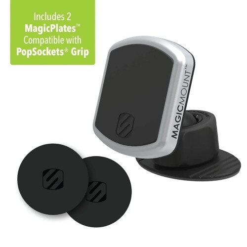 Scosche MagicMount Pro Dash Magnetic Dash Mount and MagicPlates Compatible With PopSockets Grip