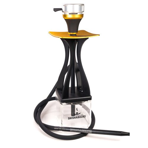 Shishabucks Cloud Mini + Sky Bowl + Stratus - Black Base - Gold Tray - Silver Bowl - Mini (10-15g)