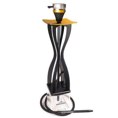 Shishabucks Cloud One + Sky Bowl + Stratus - Black Base - Gold Tray - Silver Bowl - Regular (20-25g)