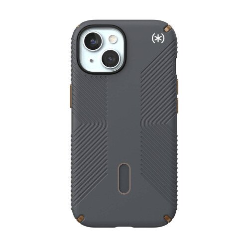 Speck Presidio2 Grip MagSafe with ClickLock Case for iPhone 15 - Charcoal Grey/Cool Bronze