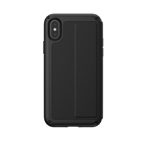 Speck Presidio Folio Leather iPhone XS / X Case - Black/Black