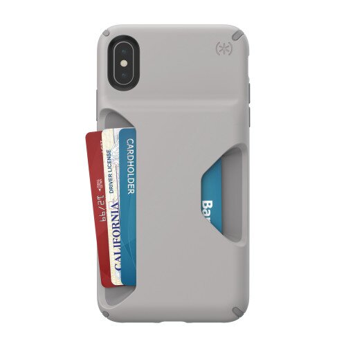 Speck Presidio WALLET iPhone XS Max Case - Cathedral Grey/Smoke Grey