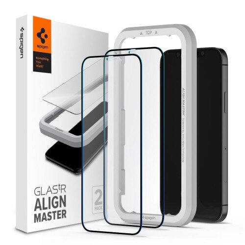 Spigen AlignMaster GLAS.tR Full Coverage Tempered Glass for iPhone 12 Mini 2-Pack