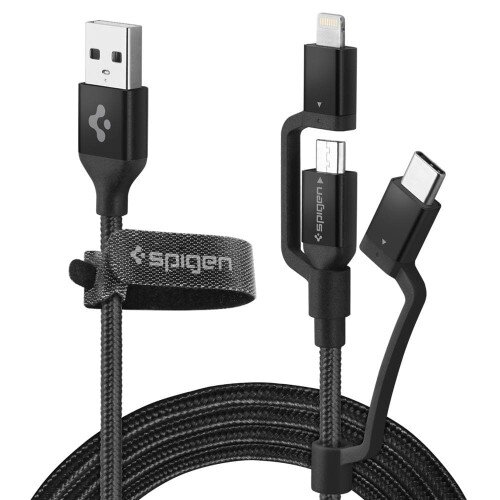 Spigen DuraSync 3-in-1 Charger Cable - Black