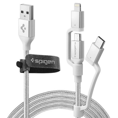 Spigen DuraSync 3-in-1 Charger Cable - Silver