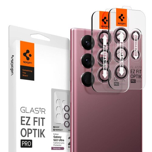 Spigen Galaxy S22 Ultra EZ Fit Optik Pro Lens Protector - Burgundy