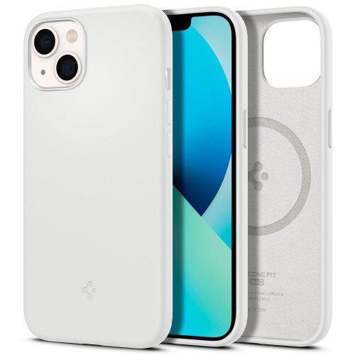 Spigen iPhone 13 Case Silicone Fit Mag (MagFit) - White