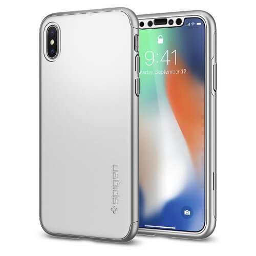 Spigen iPhone XS / X Case Thin Fit 360 - Satin Silver