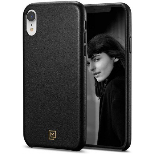 Spigen La Manon Calin Leather Case for iPhone XR - Chic Black