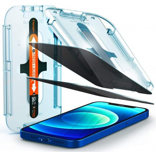 Spigen Privacy Glas.tR EZ Fit Tempered Glass Screen Protector for iPhone 12 Pro Max 2-Pack
