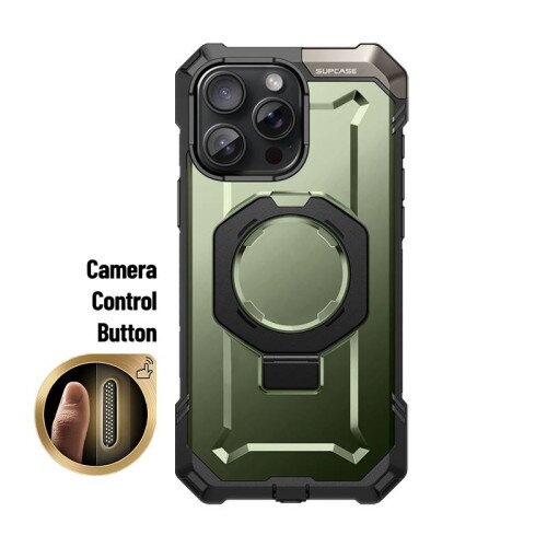 SUPCASE 6.3 inch UB Grip MagSafe Camera Control Button Phone Case for iPhone 16 Pro - Dark Green