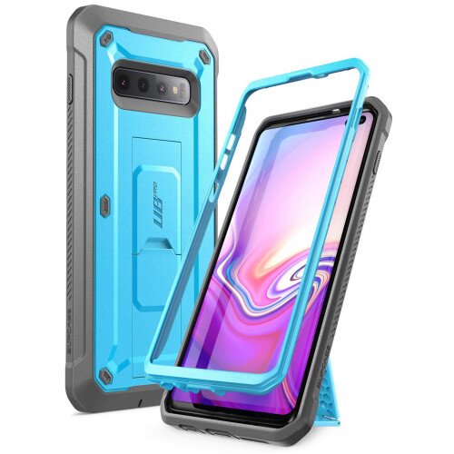 SUPCASE Galaxy S10 Plus Unicorn Beetle Pro Full Body Rugged Holster Case - Blue