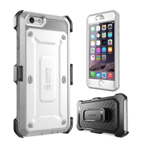 SUPCASE iPhone 6 / 6S Unicorn Beetle Pro Full Body Rugged Holster Case with Screen Protector - White