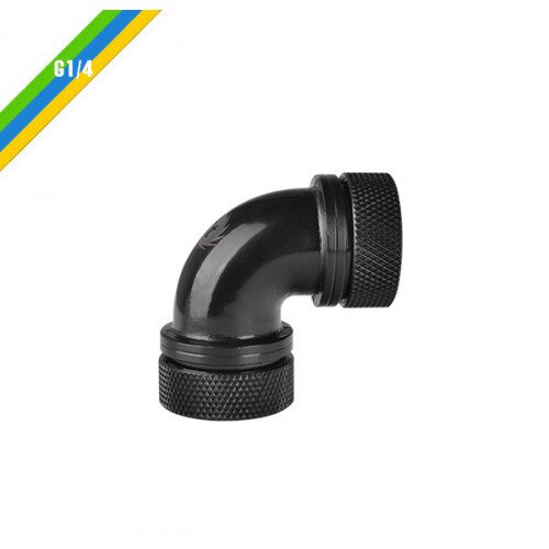 Thermaltake Pacific PETG Tube 90-Degree Dual Compression 16mm OD - Black
